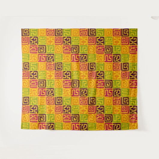 Kuba Style Pattern 071019 - Farbenfroh Wandteppich (Vorderseite (Horizontal))