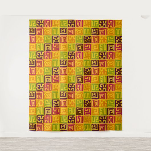 Kuba Style Pattern 071019 - Farbenfroh Wandteppich (Vorderseite)