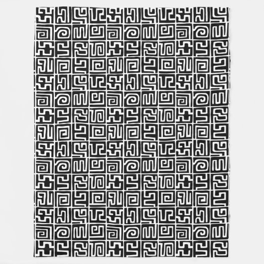 Kuba Style Pattern 071019 - Schwarz und Weiß Fleecedecke (Vorderseite)