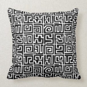 Kuba Style Pattern 071019 - Schwarz und Weiß Kissen