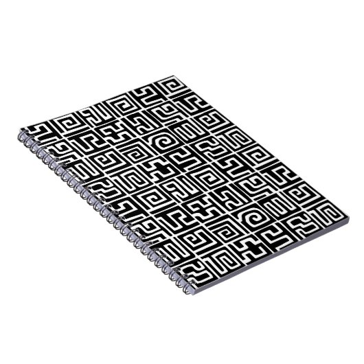 Kuba Style Pattern 071019 - Schwarz und Weiß Notizblock (Rechte Seite)