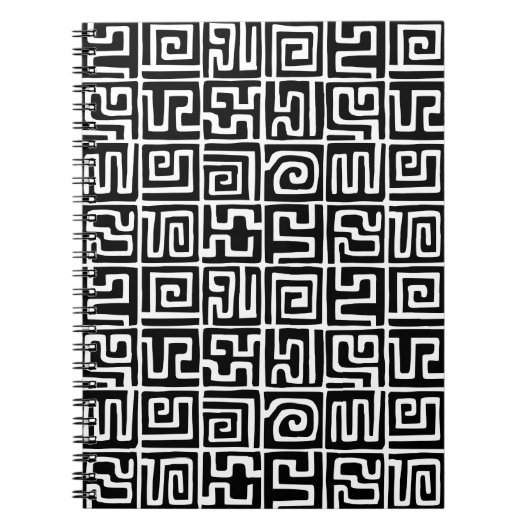 Kuba Style Pattern 071019 - Schwarz und Weiß Notizblock (Vorderseite)