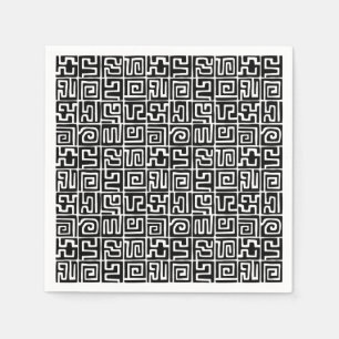 Kuba Style Pattern 071019 - Schwarz und Weiß Serviette