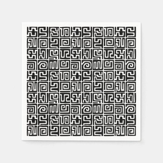 Kuba Style Pattern 071019 - Schwarz und Weiß Serviette (Vorderseite)