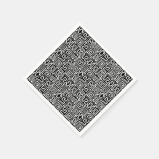 Kuba Style Pattern 071019 - Schwarz und Weiß Serviette (Ecke)