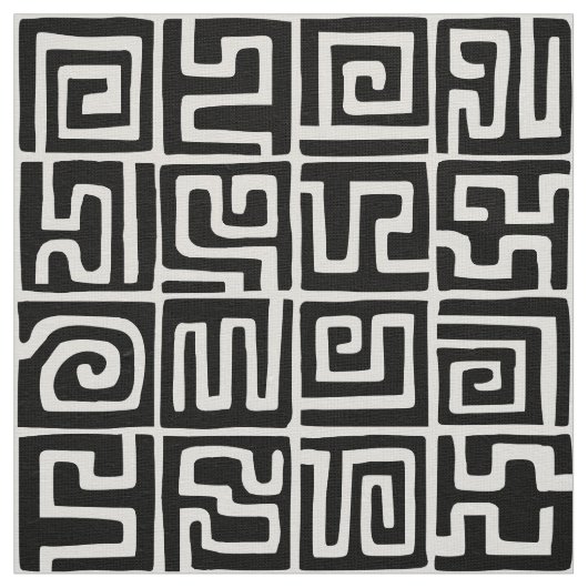 Kuba Style Pattern 071019 - Schwarz und Weiß Stoff (Muster)