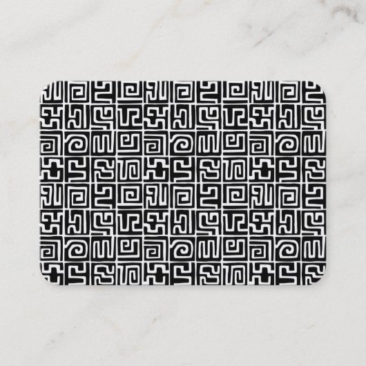 Kuba Style Pattern 071019 - Schwarz und Weiß Visitenkarte (Vorderseite)