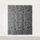 Kuba Style Pattern 071019 - Schwarz und Weiß Wandteppich (Vorderseite)