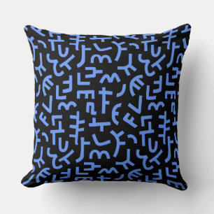 Kuba Style Pattern 121019 - Baby Blue on Black Kissen