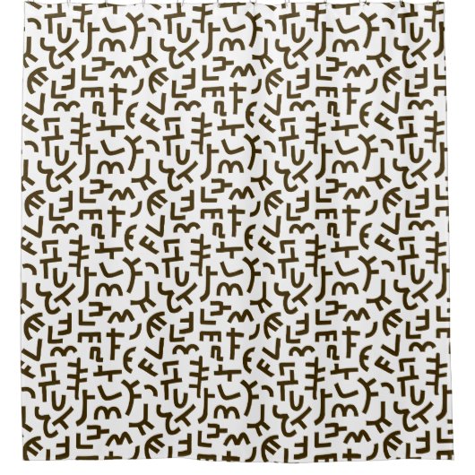 Kuba Style Pattern 121019 - Dunkelbraun auf Weiß Duschvorhang (Vorderseite)