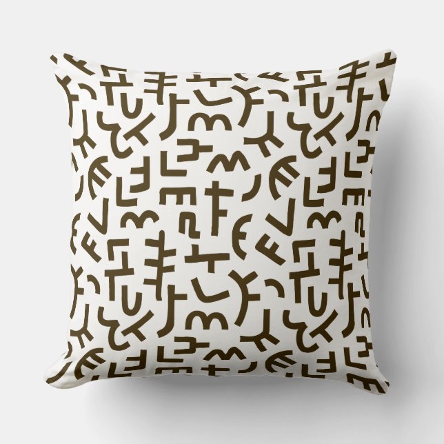 Kuba Style Pattern 121019 - Dunkelbraun auf Weiß Kissen (Vorderseite)