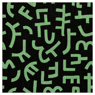 Kuba Style Pattern 121019 - Mint Green on Black Stoff