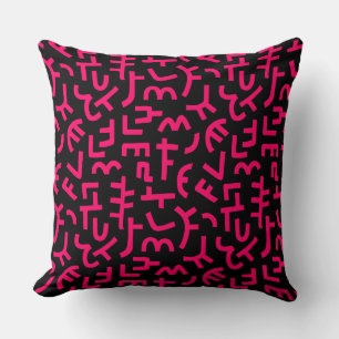 Kuba Style Pattern 121019 - Neon Red on Black Kissen