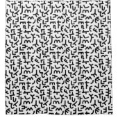 Kuba Style Pattern 121019 - Schwarz auf Weiß Duschvorhang (Vorderseite)