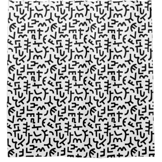 Kuba Style Pattern 121019 - Schwarz auf Weiß Duschvorhang (Vorderseite)