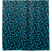 Kuba Style Pattern 121019 - Sky Blue on Black Duschvorhang (Vorderseite)
