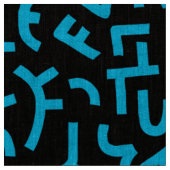 Kuba Style Pattern 121019 - Sky Blue on Black Stoff (Nahaufnahme)