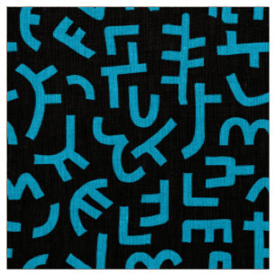 Kuba Style Pattern 121019 - Sky Blue on Black Stoff