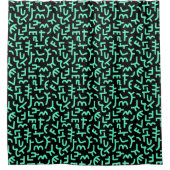 Kuba Style Pattern 121019 - Türkis auf Schwarz Duschvorhang (Vorderseite)