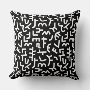 Kuba Style Pattern 121019 - Weiß auf Schwarz Kissen
