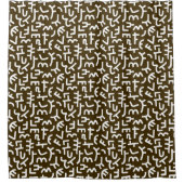 Kuba Style Pattern 121019 - White on Dark Brown Duschvorhang (Vorderseite)