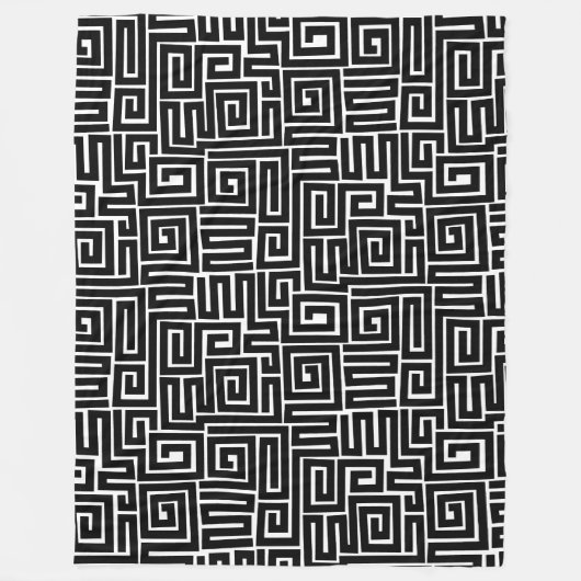 Kuba Style Pattern 280922 - Schwarz auf Weiß Fleecedecke (Vorderseite)