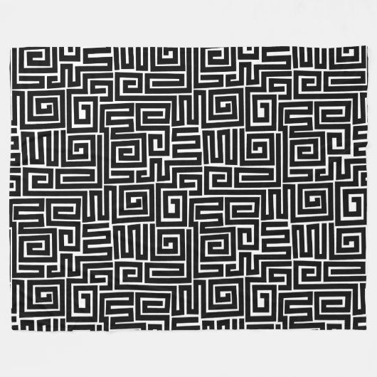 Kuba Style Pattern 280922 - Schwarz auf Weiß Fleecedecke (Vorderseite (Horizontal))