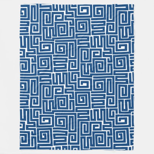 Kuba Style Pattern 280922 - Shibori Blue on White Fleecedecke (Vorderseite)