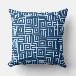 Kuba Style Pattern 280922 - Shibori Blue on White Kissen