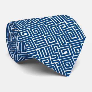 Kuba Style Pattern 280922 - Shibori Blue on White Krawatte
