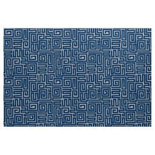 Kuba Style Pattern 280922 - Shibori Blue on White Stoff