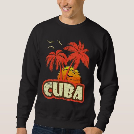 Kuba Summer Palm Trees 80er Beach Sunset Sweatshirt (Vorderseite)