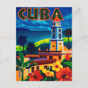 Kuba, tropische Insel, Stadtturm, Vintage, Reise Postkarte