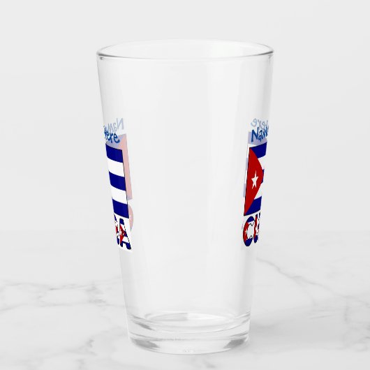 Kuba und Dark Blue Cuban Flag Blue Personalization Glas (Links)