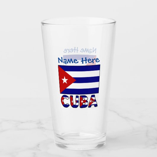 Kuba und Dark Blue Cuban Flag Blue Personalization Glas (Vorderseite)