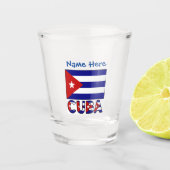 Kuba und Dark Blue Cuban Flag Blue Personalization Schnapsglas (Vorderseite)
