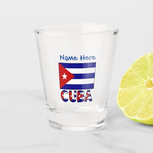 Kuba und Dark Blue Cuban Flag Blue Personalization Schnapsglas (Vorderseite)