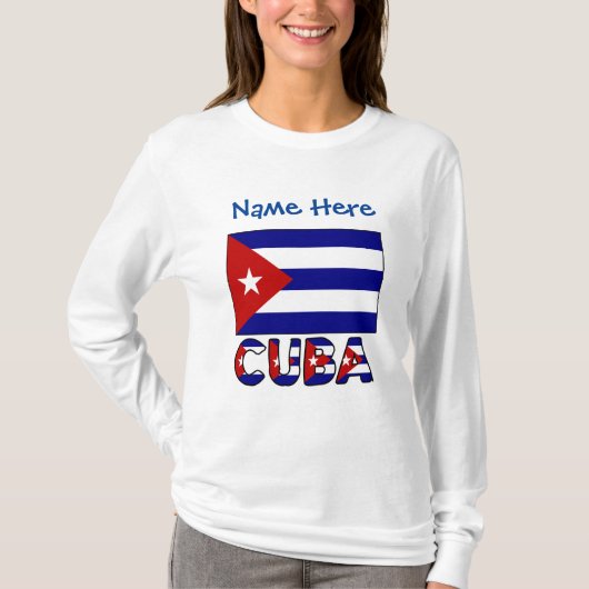 Kuba und Dark Blue Cuban Flag Blue Personalization T-Shirt (Vorderseite)