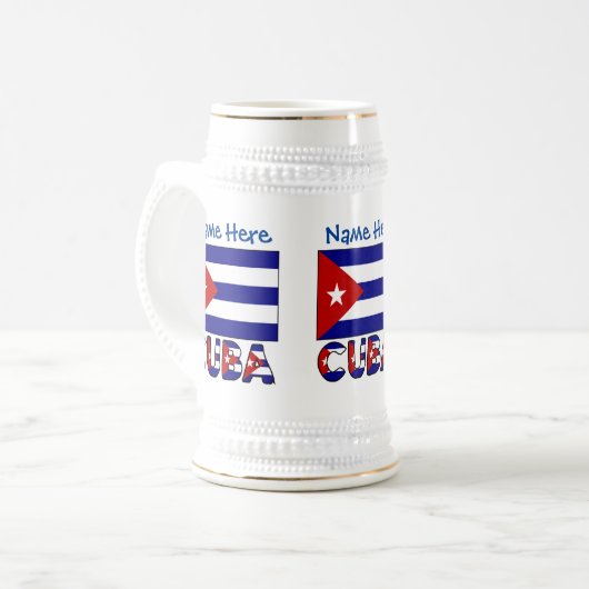 Kuba und Dark Blue Cuban Flag Personalisiert Bierglas (Vorderseite Links)