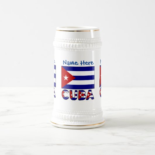 Kuba und Dark Blue Cuban Flag Personalisiert Bierglas (Mittel)