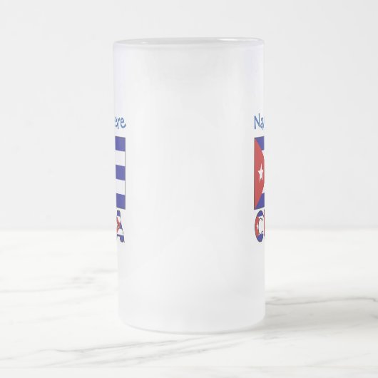 Kuba und Dark Blue Cuban Flag Personalisiert Mattglas Bierglas (Mittel)