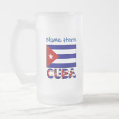 Kuba und Dark Blue Cuban Flag Personalisiert Mattglas Bierglas (Links)