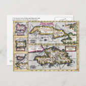 Kuba und Hispaniola Antike Karte Postkarte (Vorne/Hinten)