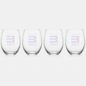 Kuba und Kuba - Personalisiertes Flaggenblau Weinglas Ohne Stiel (Hinten)