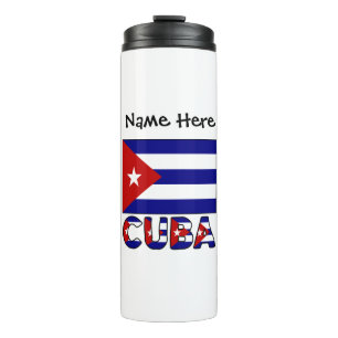 Kuba und kubanische Flagge Dunkelblau Personalisie Thermosbecher