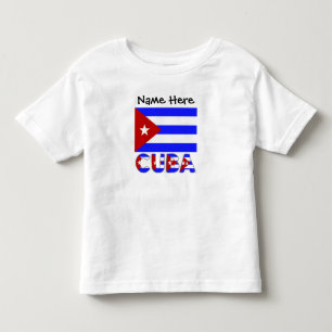 Kuba und kubanische Flagge Hellblau Personalisiert Kleinkind T-shirt