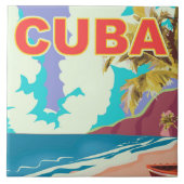 Kuba Vintage Reiseplakat Fliese (Vorderseite)