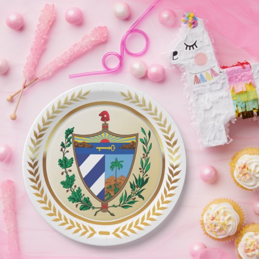 Kuba-Wappen Pappteller (Party)