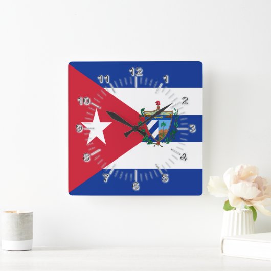 Kuba-Wappen    Quadratische Wanduhr (Zuhause)