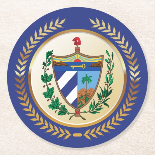 Kuba-Wappen Runder Pappuntersetzer (Vorderseite)